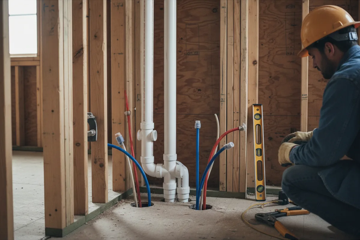 Drain and supply rough-in during Garbage Disposal Repair in Somerset